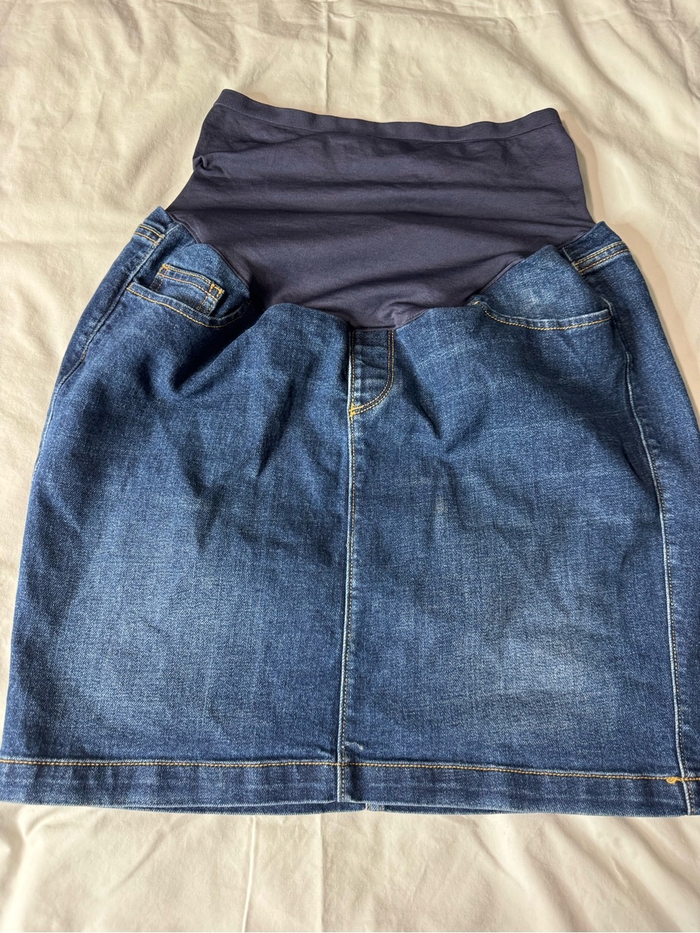 Old Navy Maternity Denim Pencil Skirt with Navy Overband Size 4